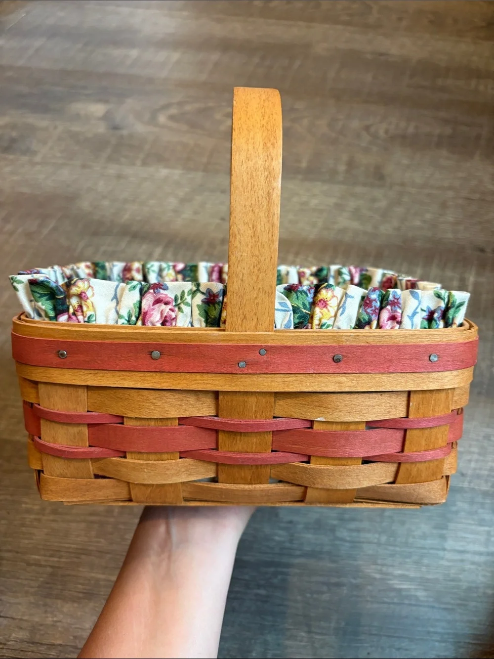 Longaberger Mother's Day Basket Brown 1993 Floral Liner & Protector
